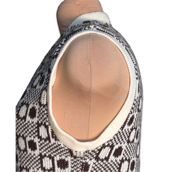 Vintage Montgomery Ward Brown Geometric Knit Sweater Vest Medium Grandpa Artsy - Picture 12 of 14